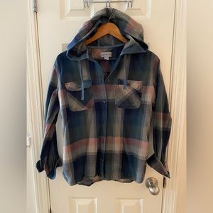 Carhartt Hooded Button-Up Flannel Size Medium